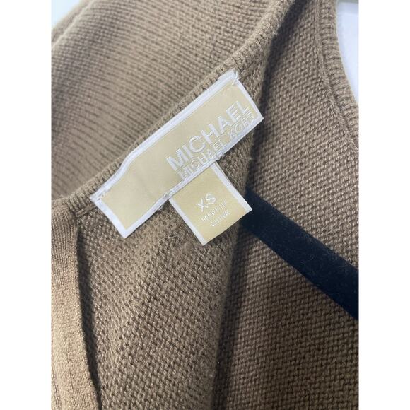 MICHAEL Michael Kors Sweater Long Sleeves Knit Hi-Low Brown Gold Zipper XS - Picture 7 of 11